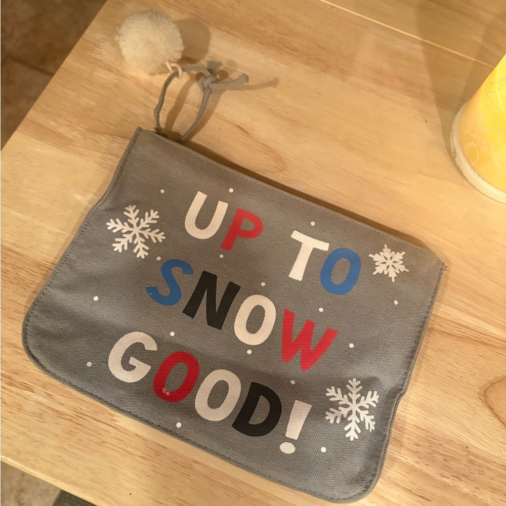 Gray Pouch with Snowflake Design